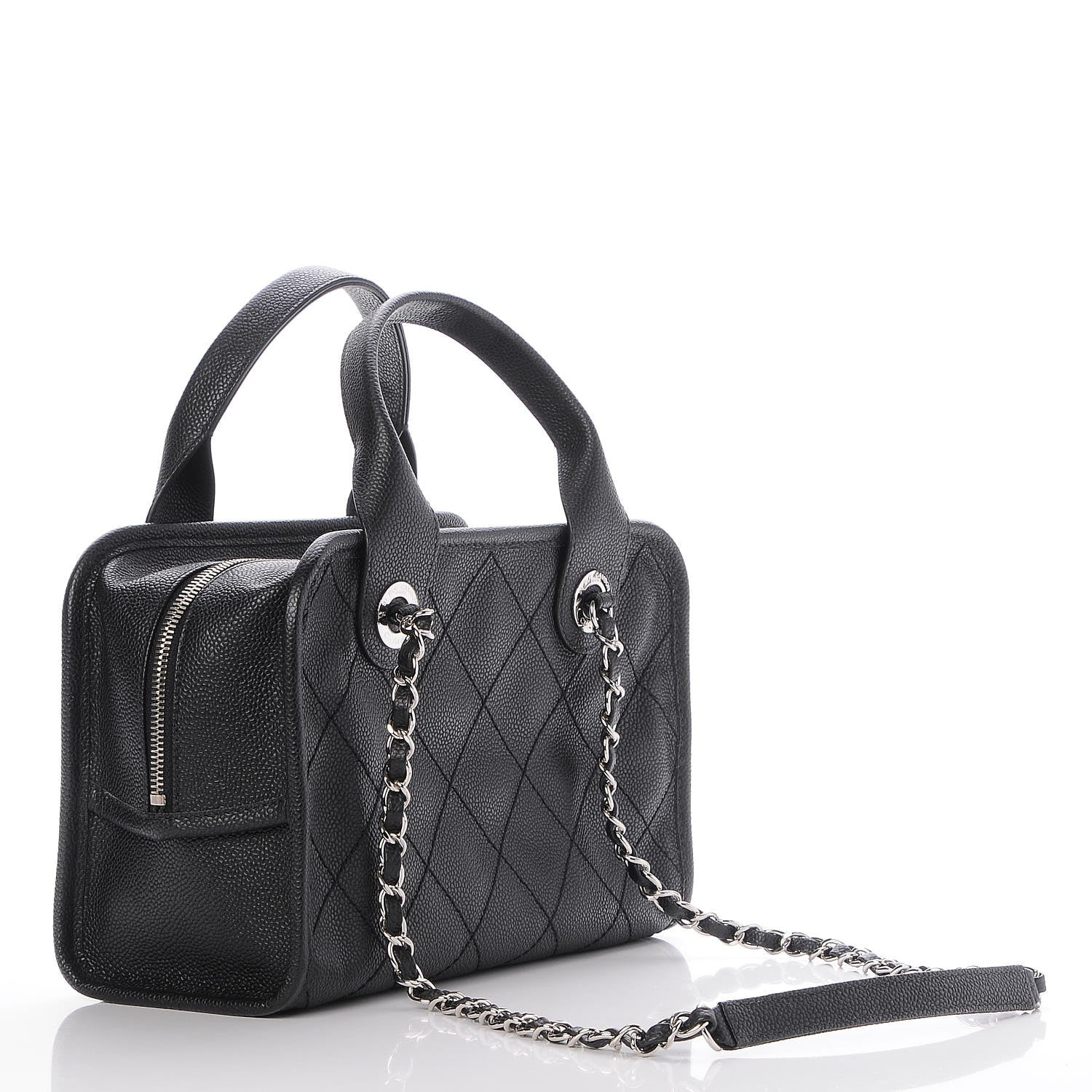 Chanel Caviar Quilted Small Deauville Bowling Bag Black 4 of 9