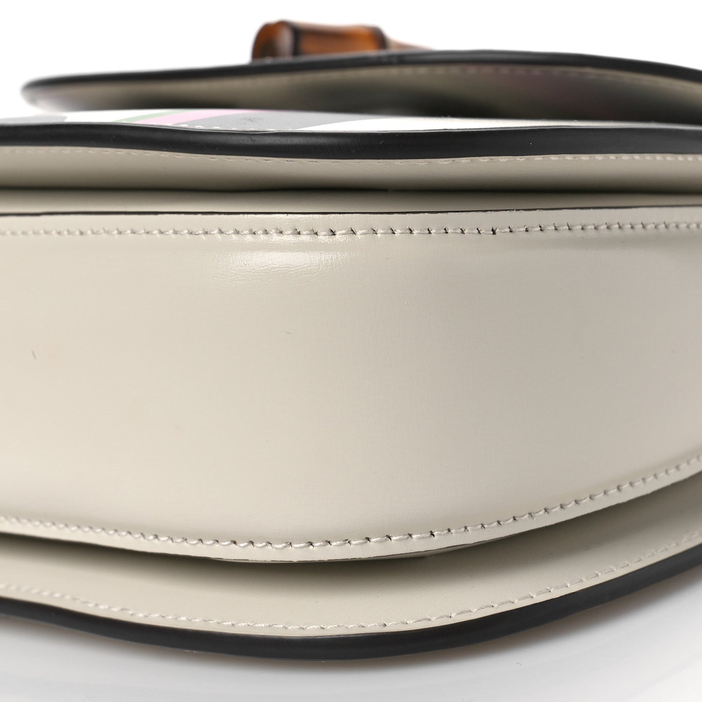 Calfskin Web Geometric Print Small Bamboo 1947 Top Handle Bag White Multi