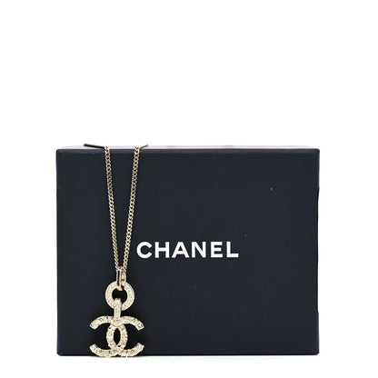 Chanel Crystal CC Logo Pendant Necklace Gold 4 of 4