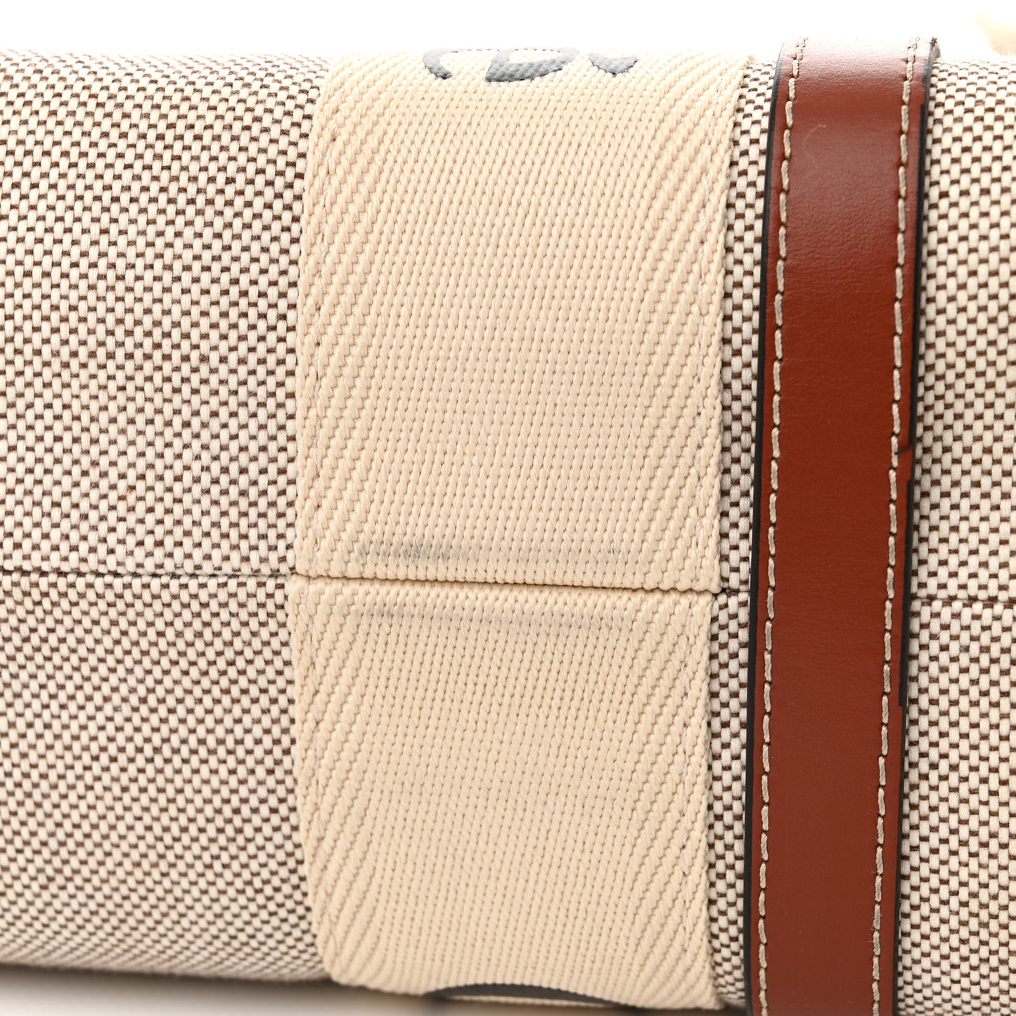 Cotton Calfskin Medium Woody Ribbon Tote White Brown