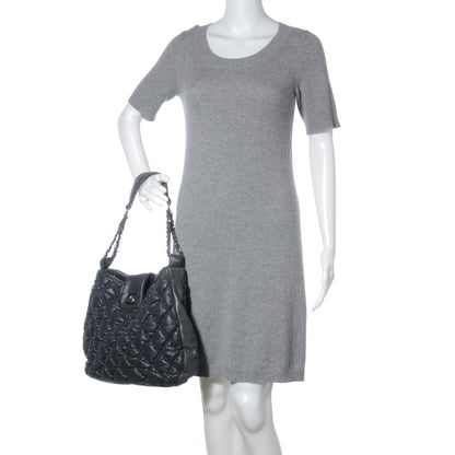 Chanel Leather Bubble Quilt Hobo Grey 2 of 8