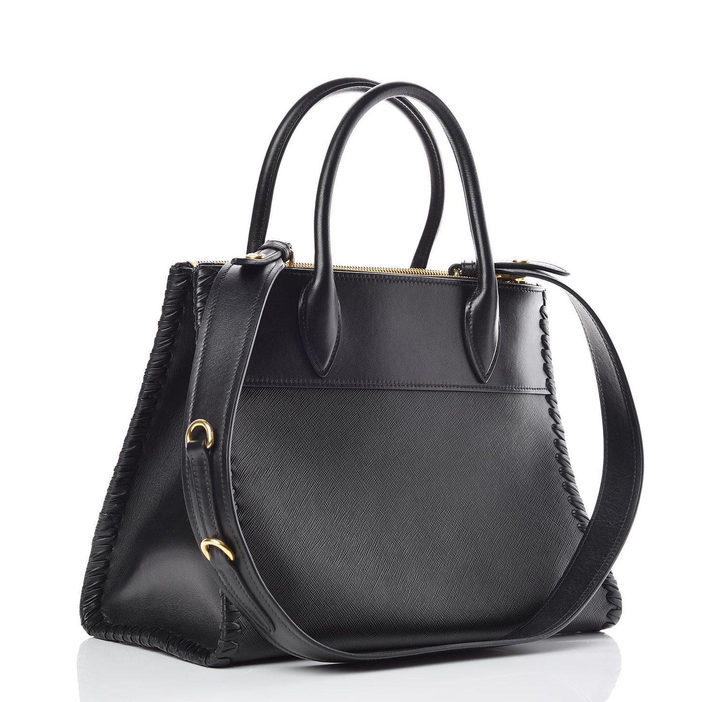 Saffiano Whipstitch Medium Paradigme Bag Black