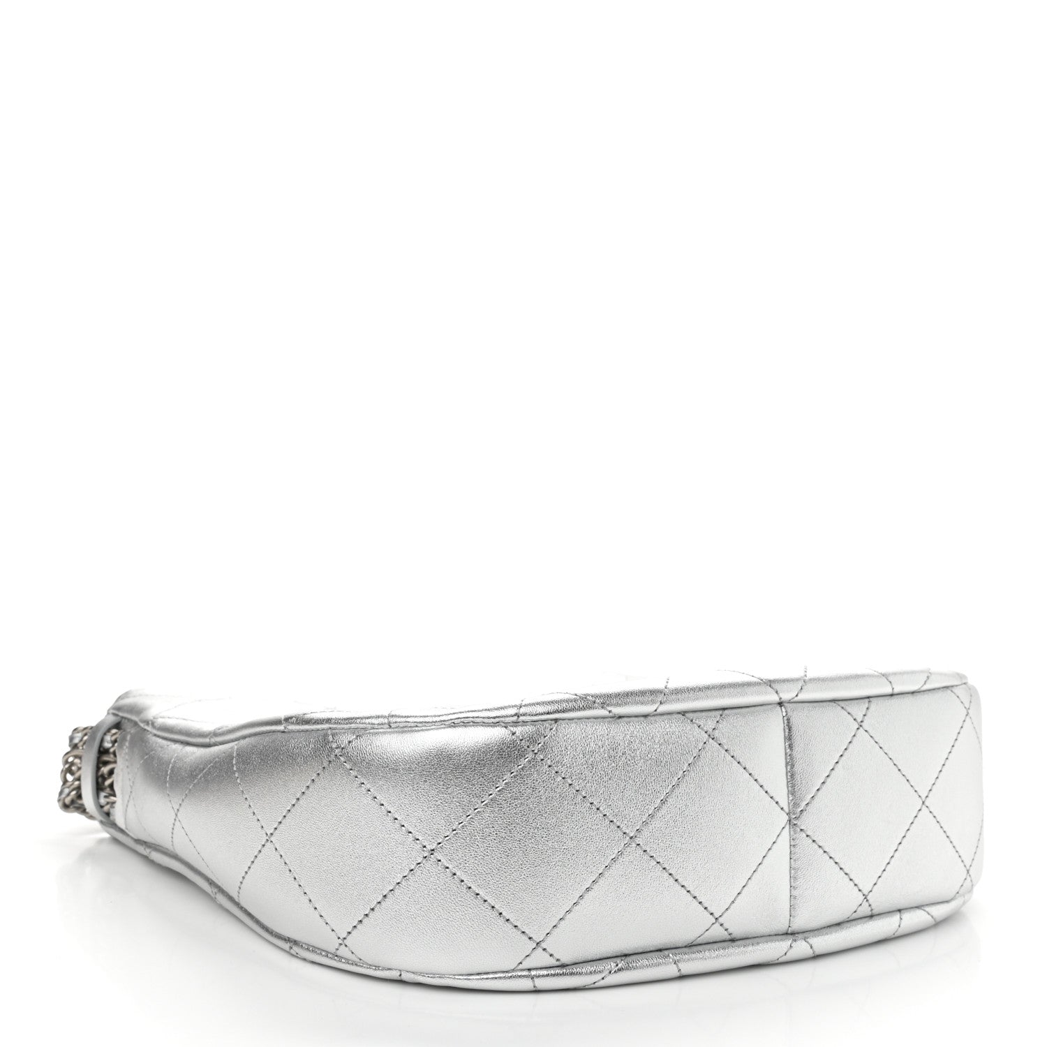 Chanel Metallic Lambskin Chain Rows Quilted Chain Hobo Silver 4 of 11