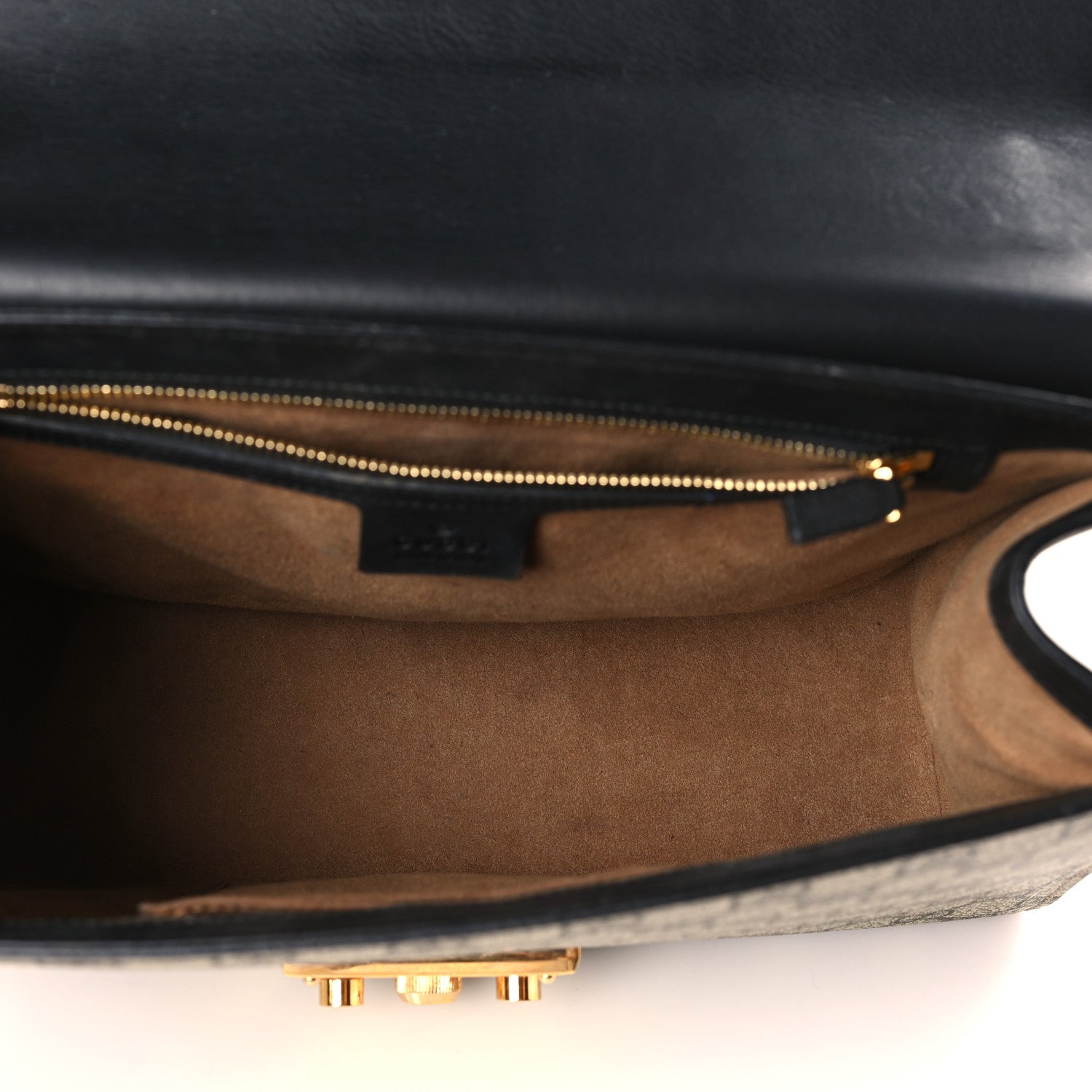 Gucci GG Supreme Monogram Calfskin Medium Padlock Shoulder Bag Beige Black Cuir 3 of 9