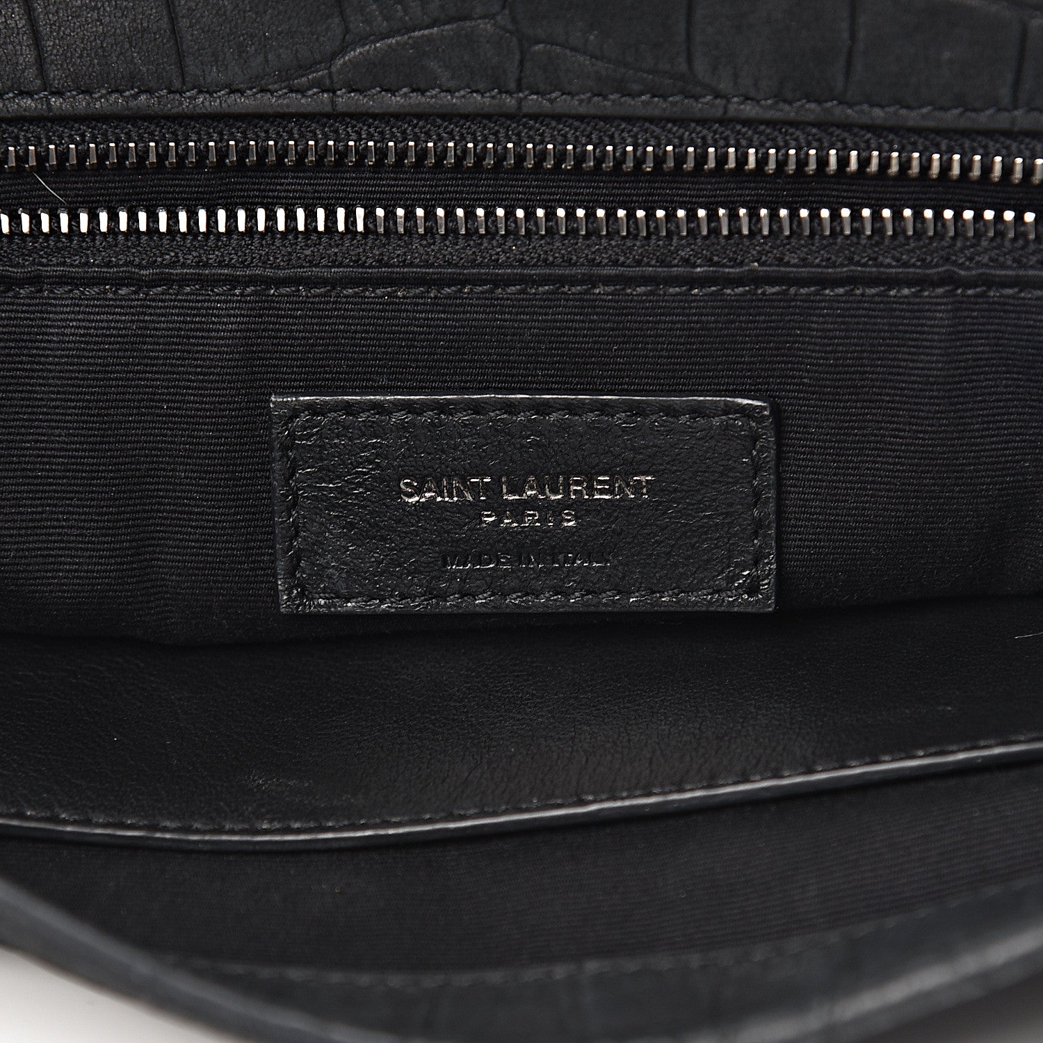 Saint Laurent Nubuck Crocodile Embossed Monogram Medium Niki Chain Satchel Black 6 of 17
