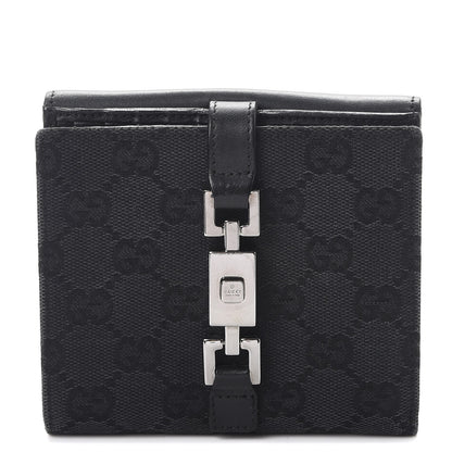 Gucci Monogram Piston Lock Compact Wallet Black 1 of 12