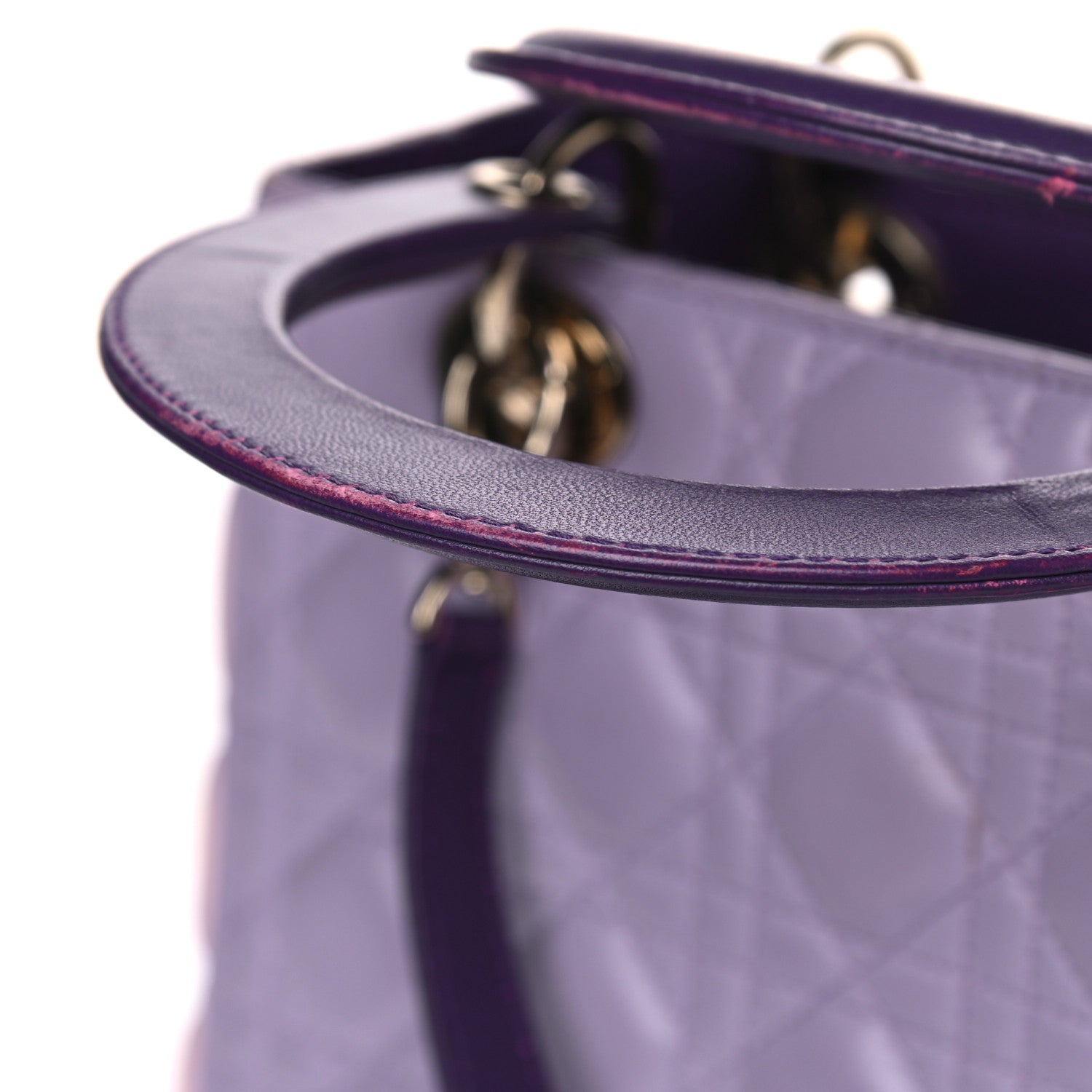 Christian Dior Lambskin Cannage Medium Tri-Color Lady Dior Purple Light Pink 13 of 14