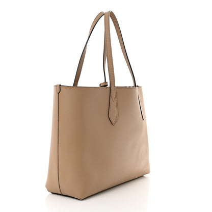 Burberry Grainy Calfskin Haymarket Check Medium Reversible Tote Camel 4 of 20