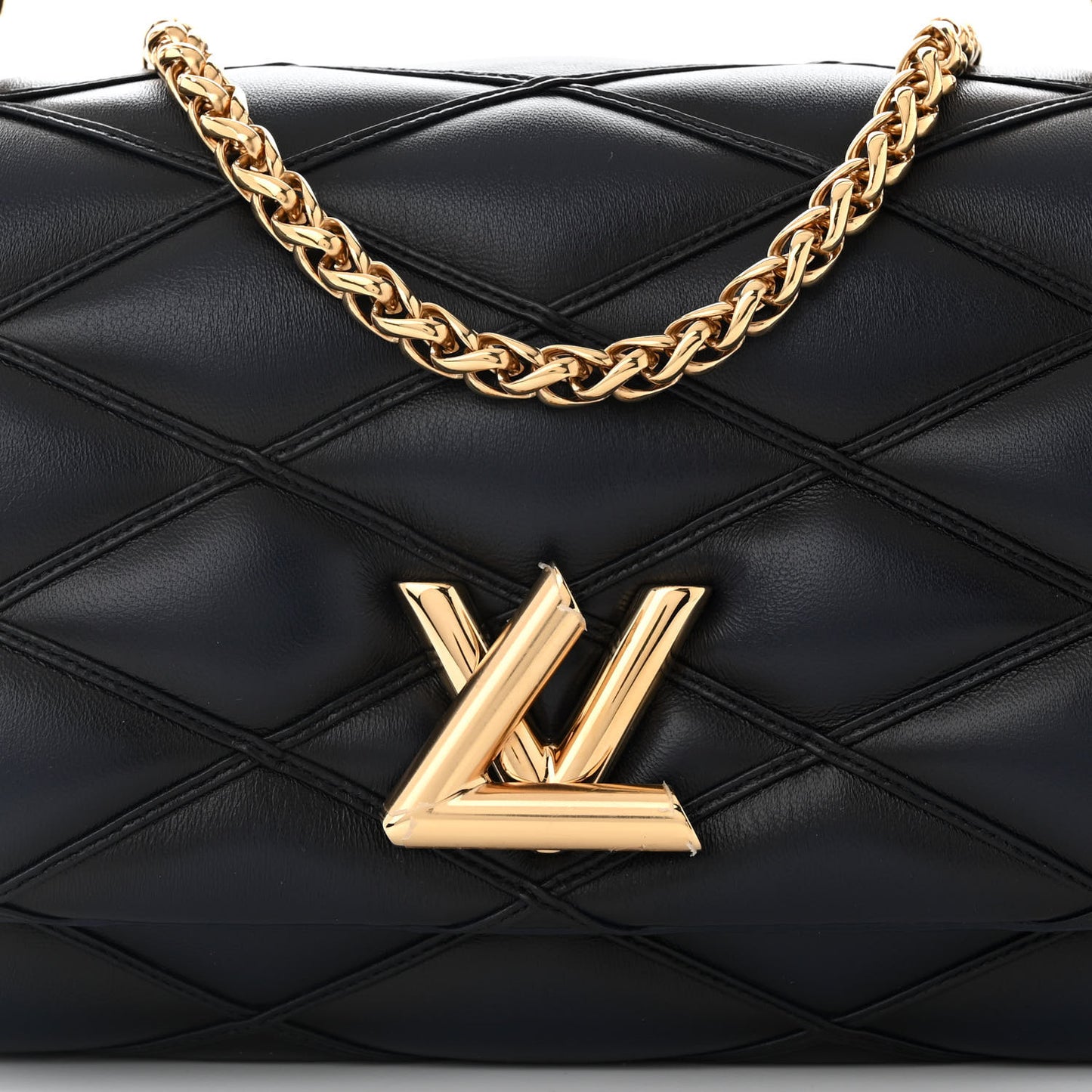 Lambskin Malletage Top Handle GO-14 MM Bleu Marine