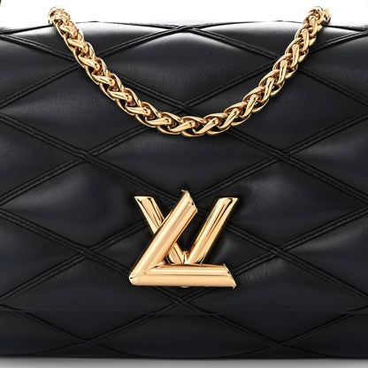 Louis Vuitton Lambskin Malletage Top Handle GO-14 MM Bleu Marine 8 of 10