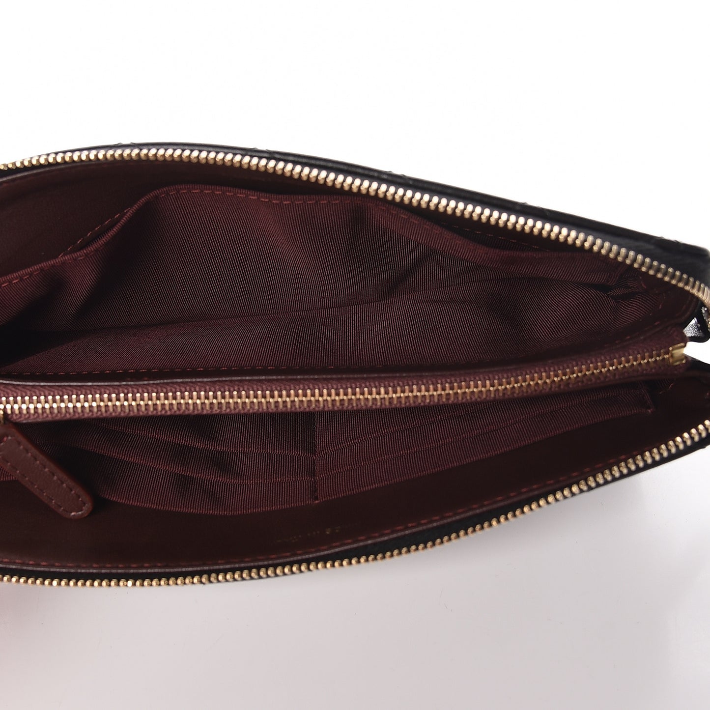 Lambskin Quilted Small Zipped Pouch Black