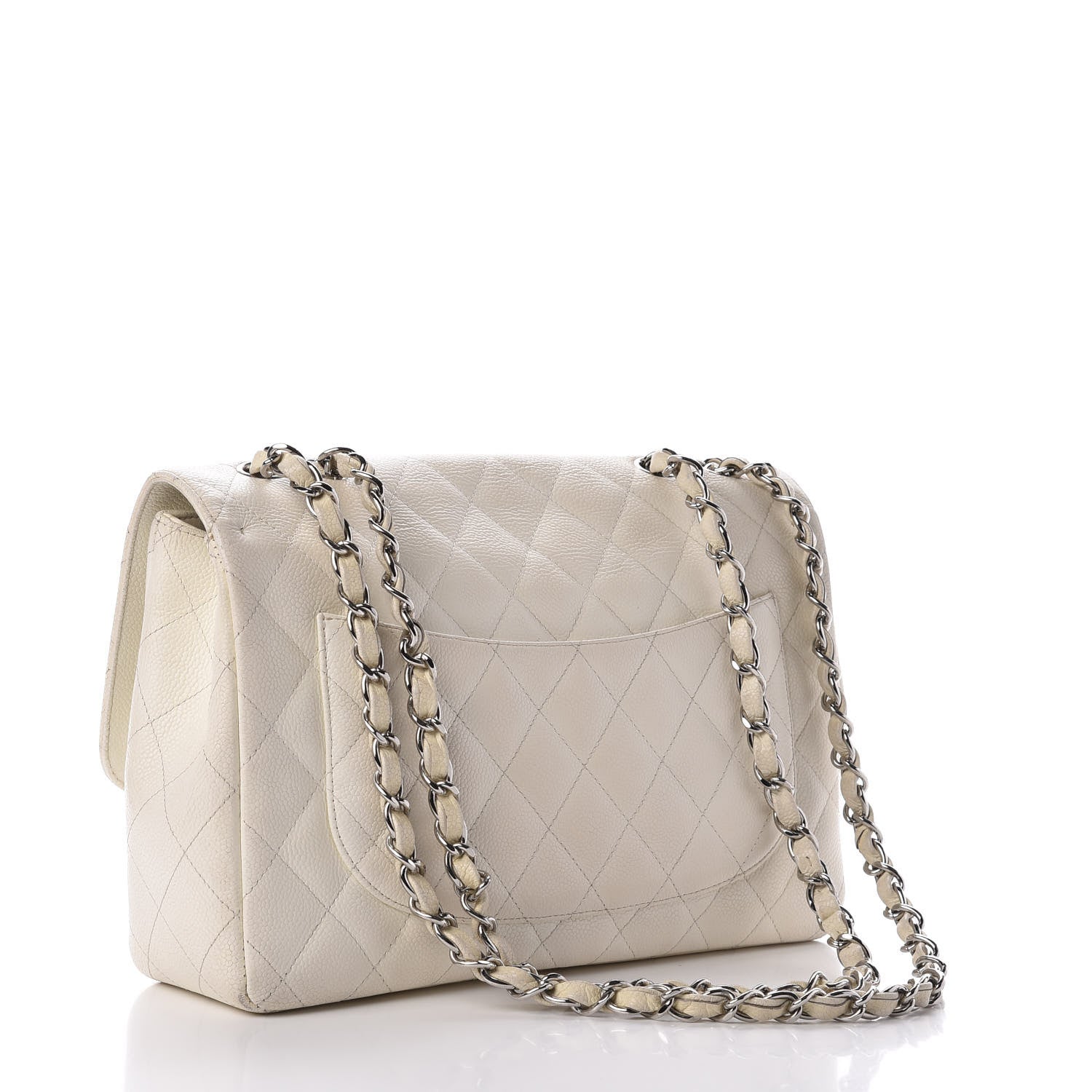 Chanel Caviar Quilted Jumbo Single Flap White 3 of 13