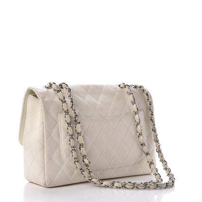 Chanel Caviar Quilted Jumbo Single Flap White 3 of 13