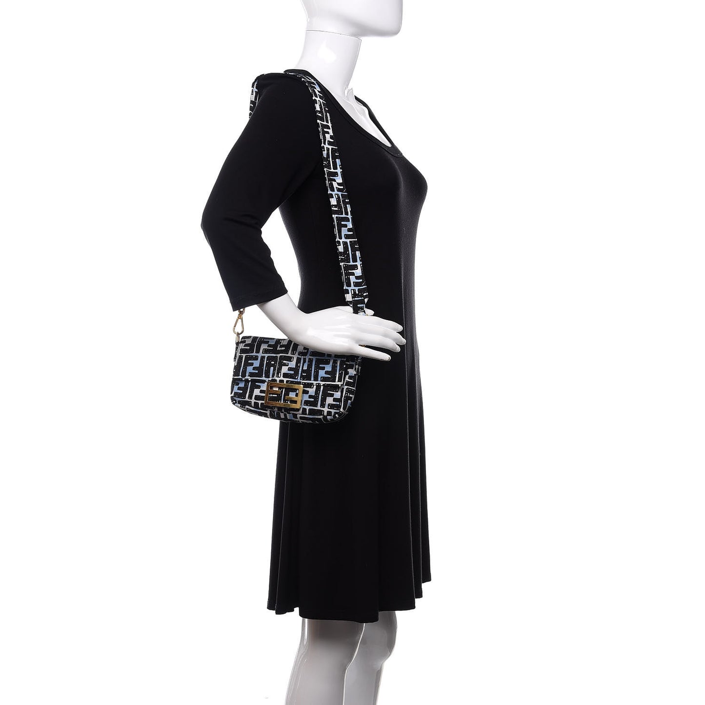 X JOSHUA VIDES Nylon FF Cloudy Mini Belt Baguette Bag White Celeste Black