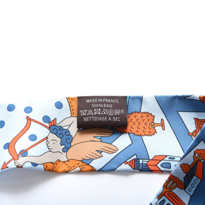 Hermes Silk Les Nouveaux Amoureux de Paris Twilly Ciel Blue Jean Orange 2 of 3