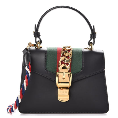Gucci Calfskin Mini Sylvie Top Handle Bag Black 1 of 11