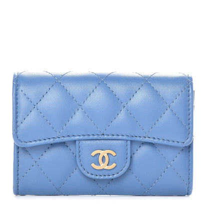 Chanel Lambskin Quilted Card Holder Wallet Blue 1 of 11