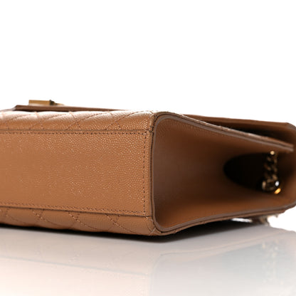 Saint Laurent Grain De Poudre Textured Mixed Matelasse Triquilt Large Monogram Satchel Dune 10 of 14