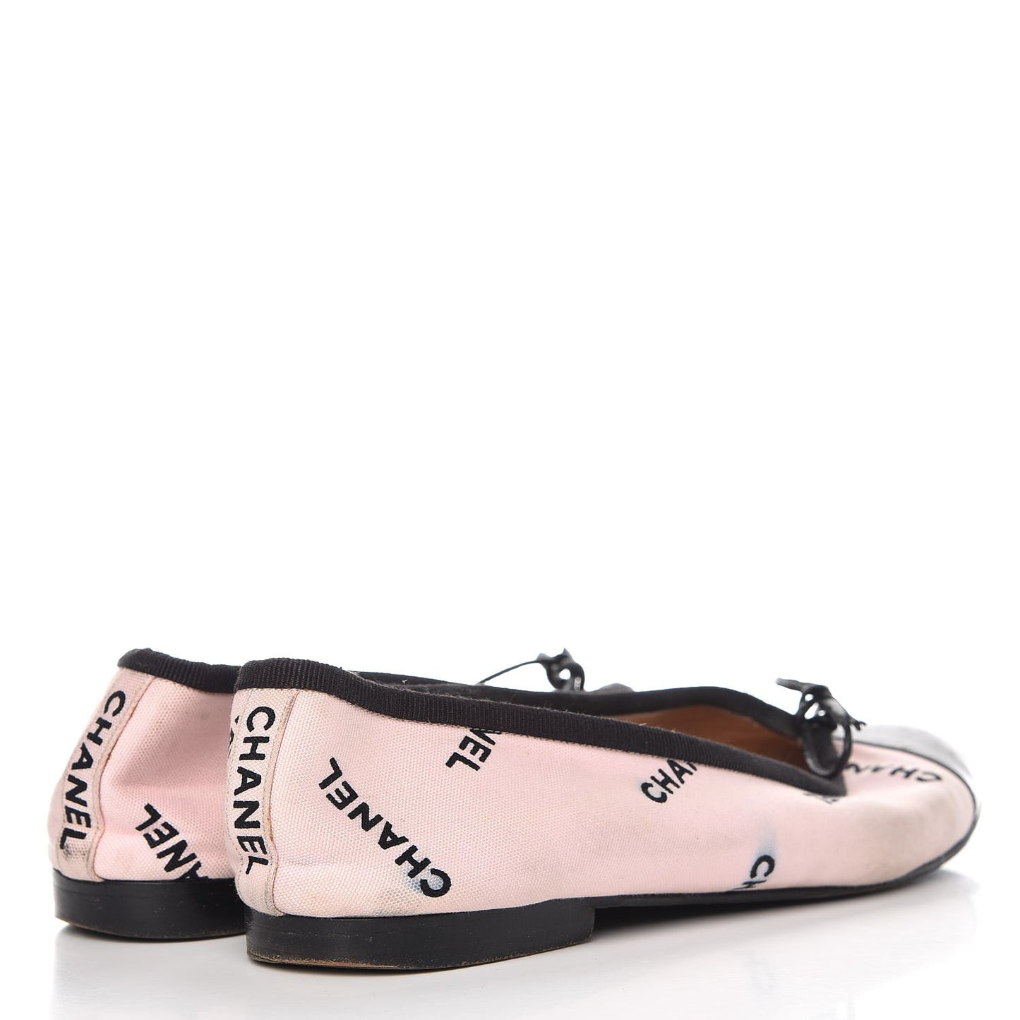Printed Canvas Logo Ballet Flats 39.5 Pink Black