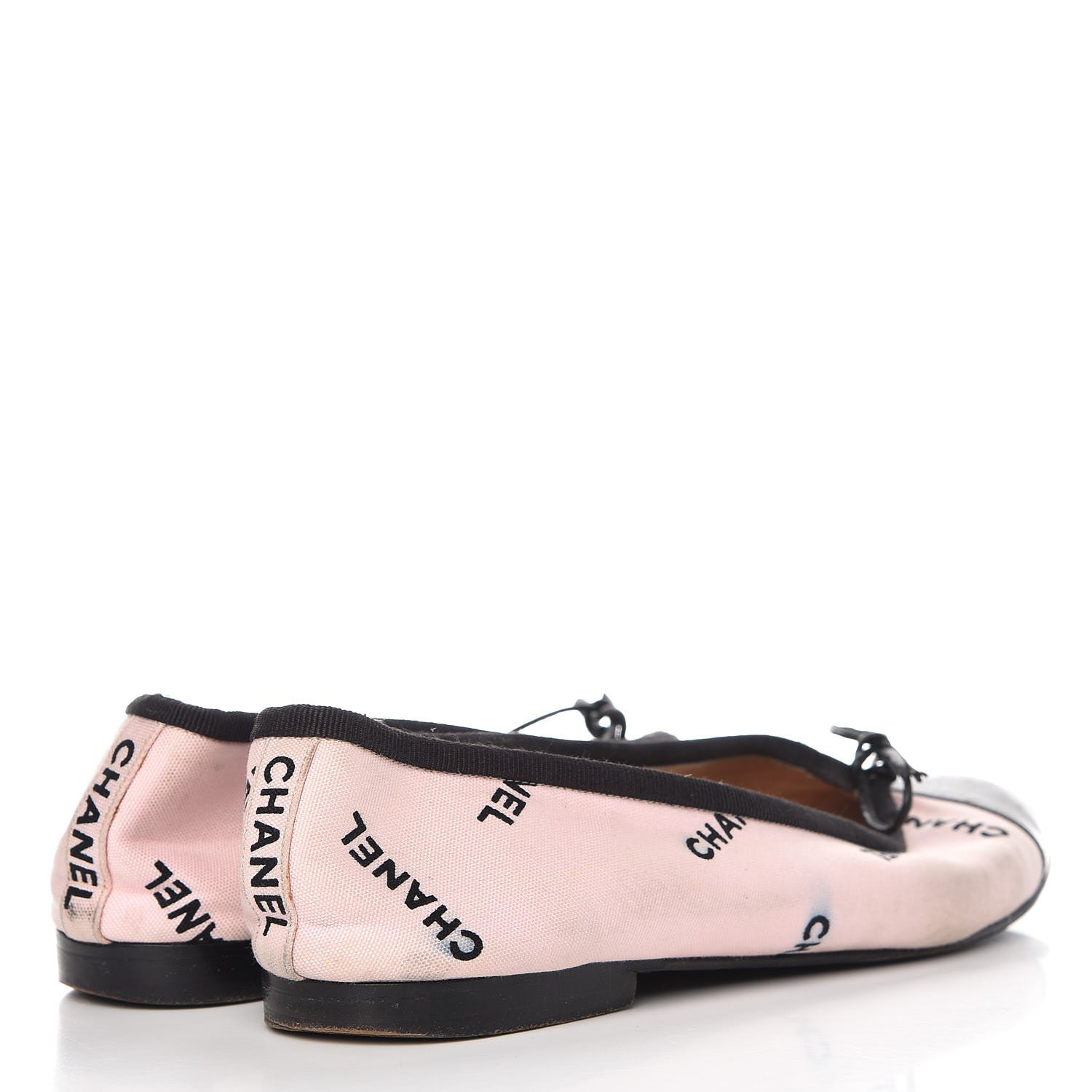 Chanel Printed Canvas Logo Ballet Flats 39.5 Pink Black 4 of 16