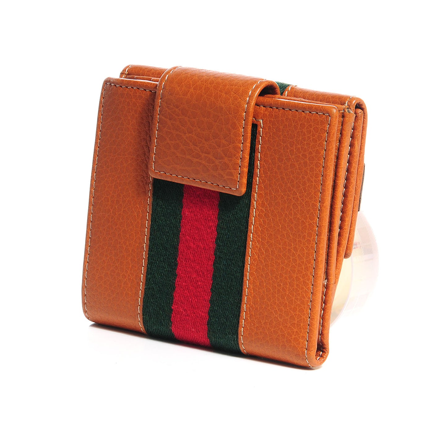 Leather Web Horsebit French Flap Wallet Light Tobacco