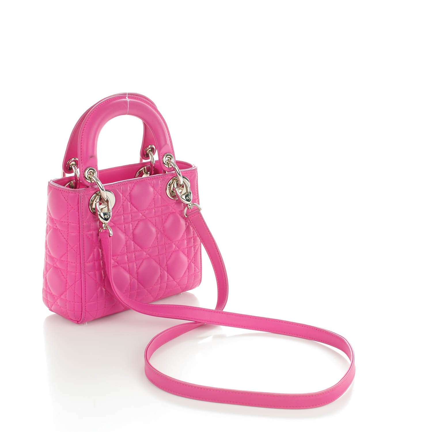 Christian Dior Lambskin Cannage Mini Lady Dior Sorbet 3 of 9