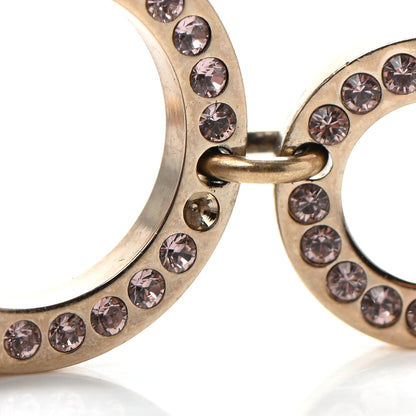 Chanel Crystal CC Hoop Drop Earrings Gold Pink 5 of 6