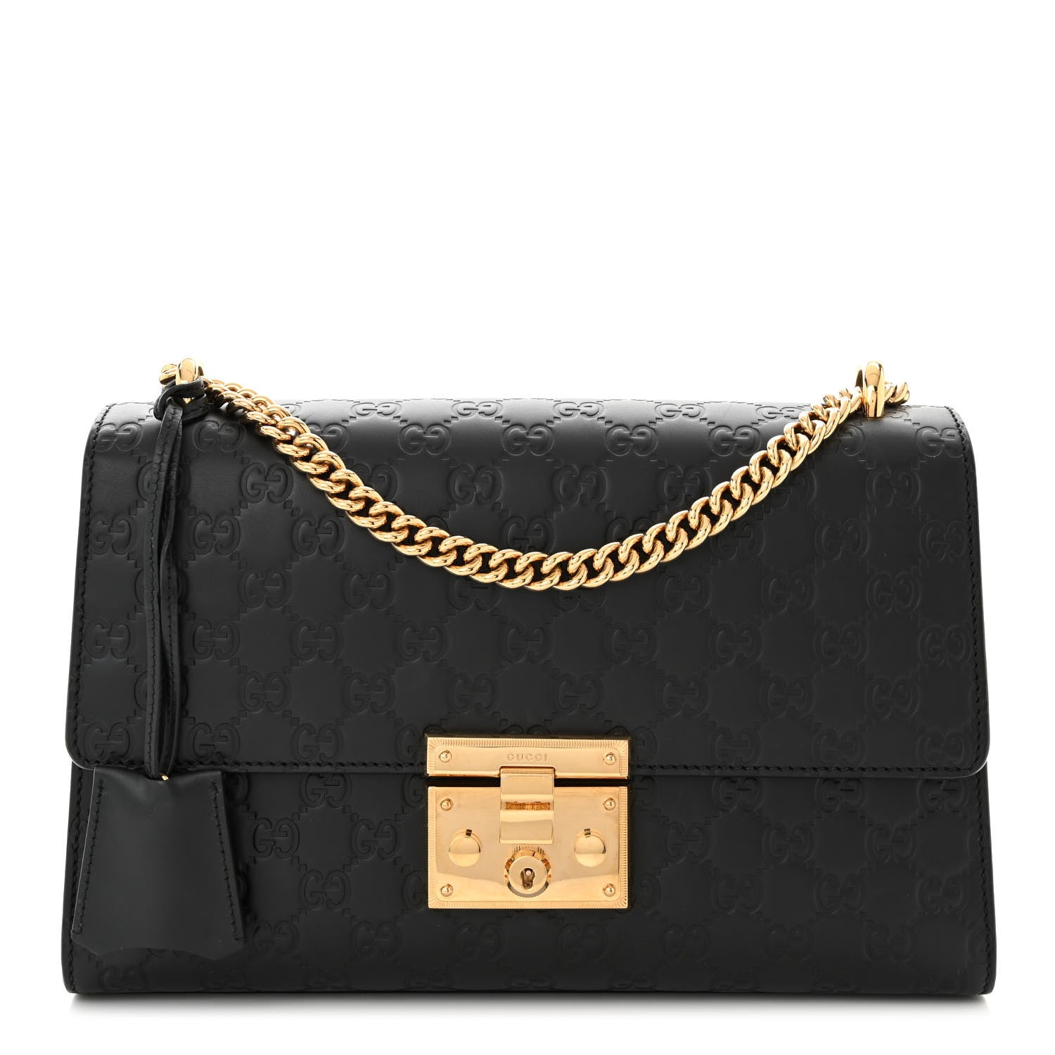 Gucci Guccissima Medium Padlock Shoulder Bag Black 1 of 10