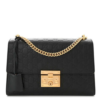 Gucci Guccissima Medium Padlock Shoulder Bag Black 1 of 10