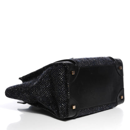 Celine Smooth Calfskin Tweed Mini Luggage Black 4 of 7