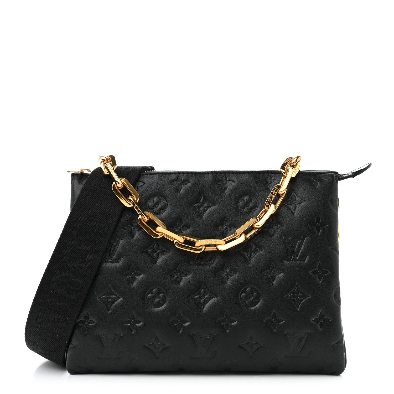 Louis Vuitton Lambskin Embossed Monogram Coussin PM Black 1 of 12