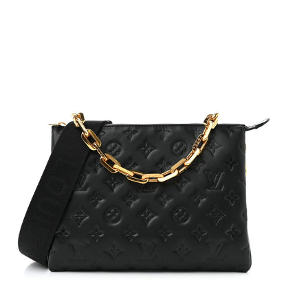 Louis Vuitton Lambskin Embossed Monogram Coussin PM Black 1 of 12