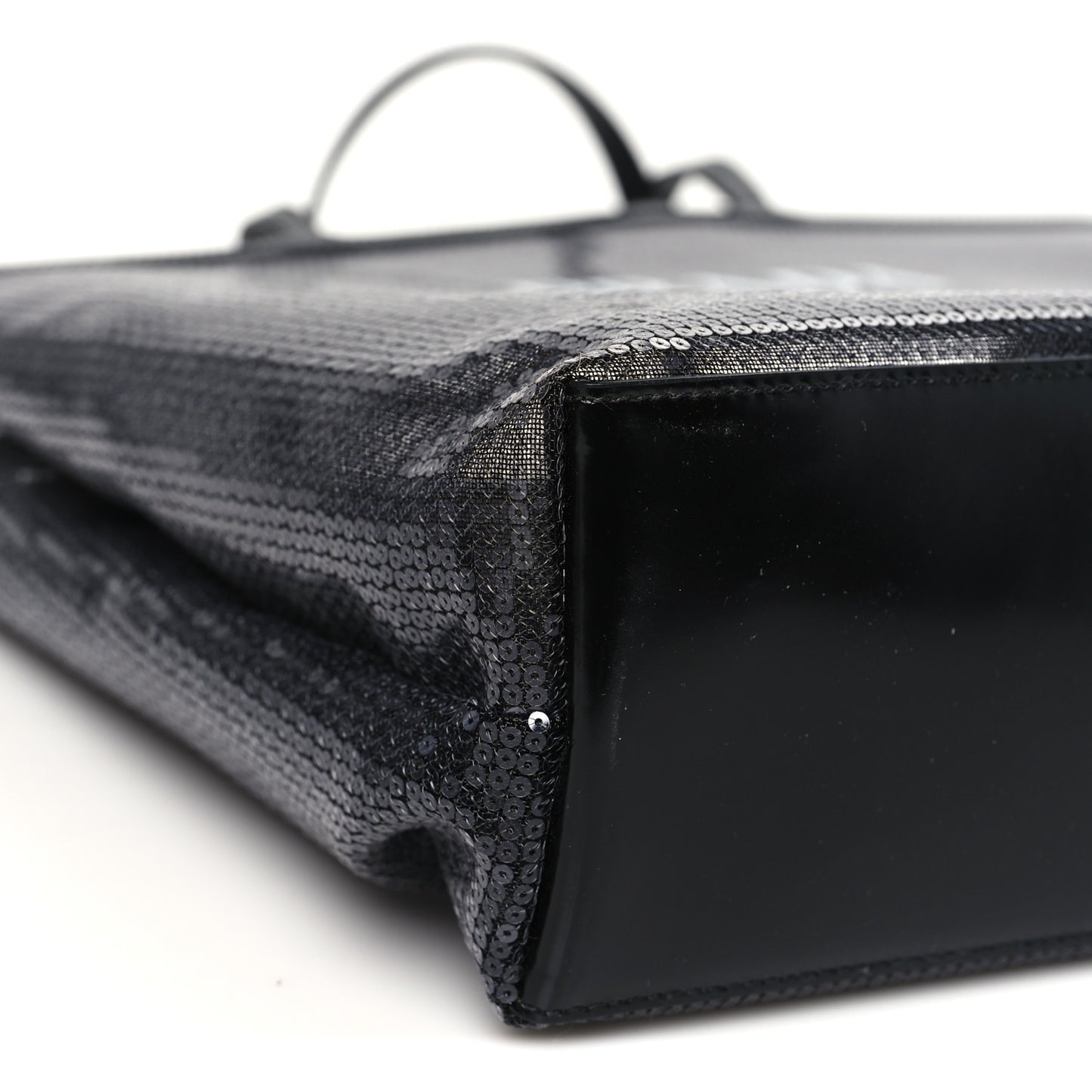 Mesh Sequin Spazzolato Logo Tote Black