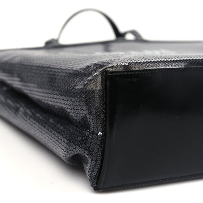 Prada Mesh Sequin Spazzolato Logo Tote Black 9 of 11