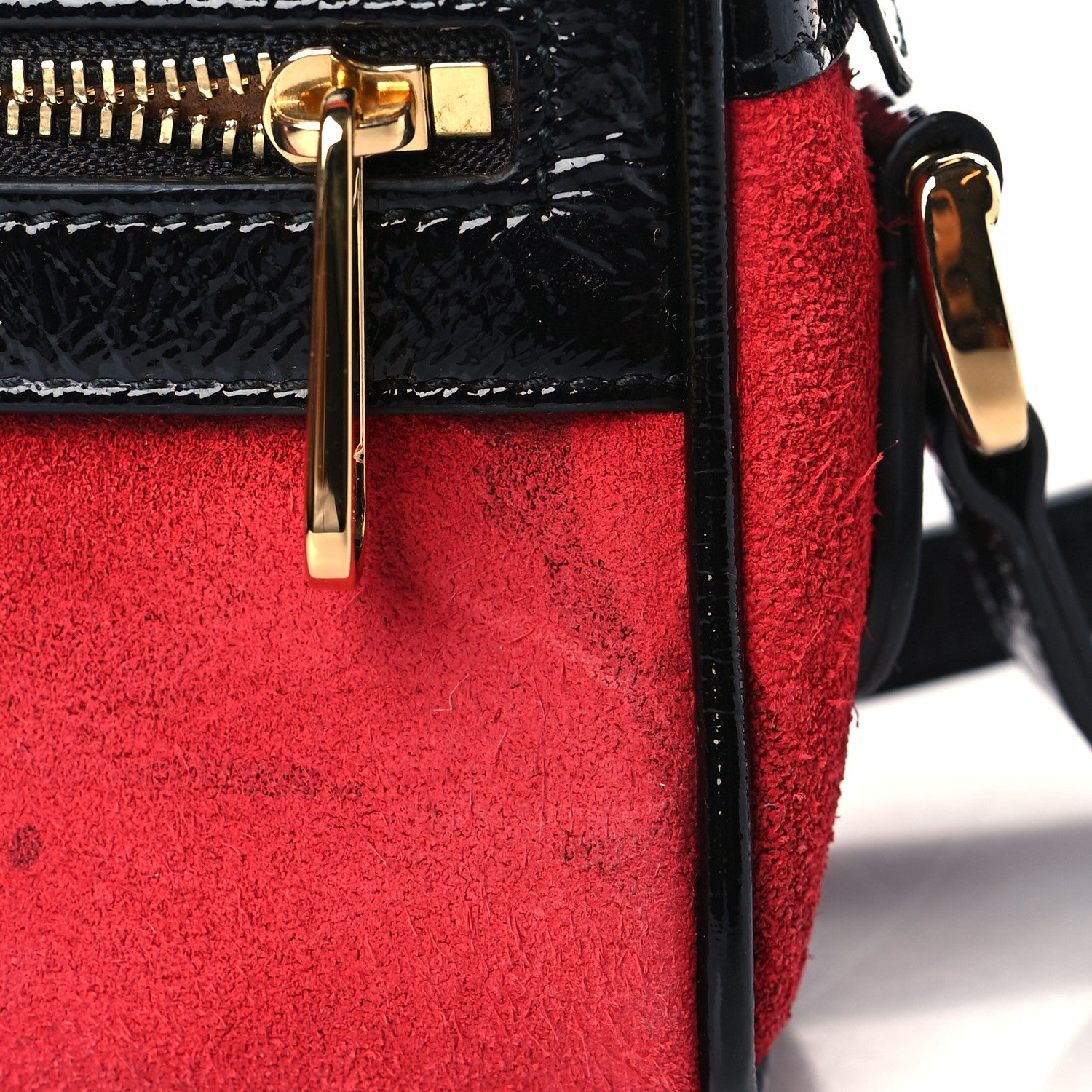 Gucci Suede Patent Web Mini Ophidia Shoulder Bag Red 10 of 12