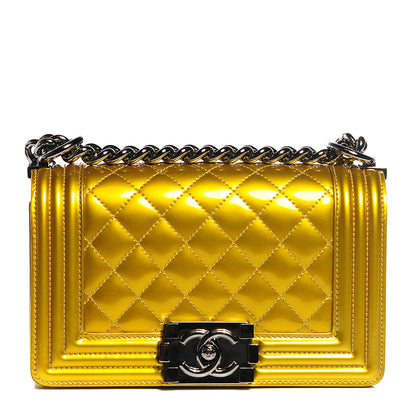 Chanel Metallic Patent Calfskin Quilted Small Boy Flap Gold 1 of 8