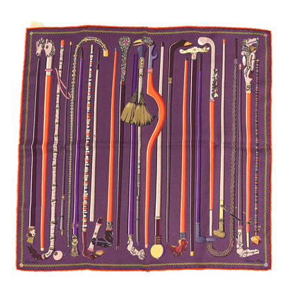Hermes Silk Les Cannes Scarf 45 Scarf Prune Orange Violet 1 of 4