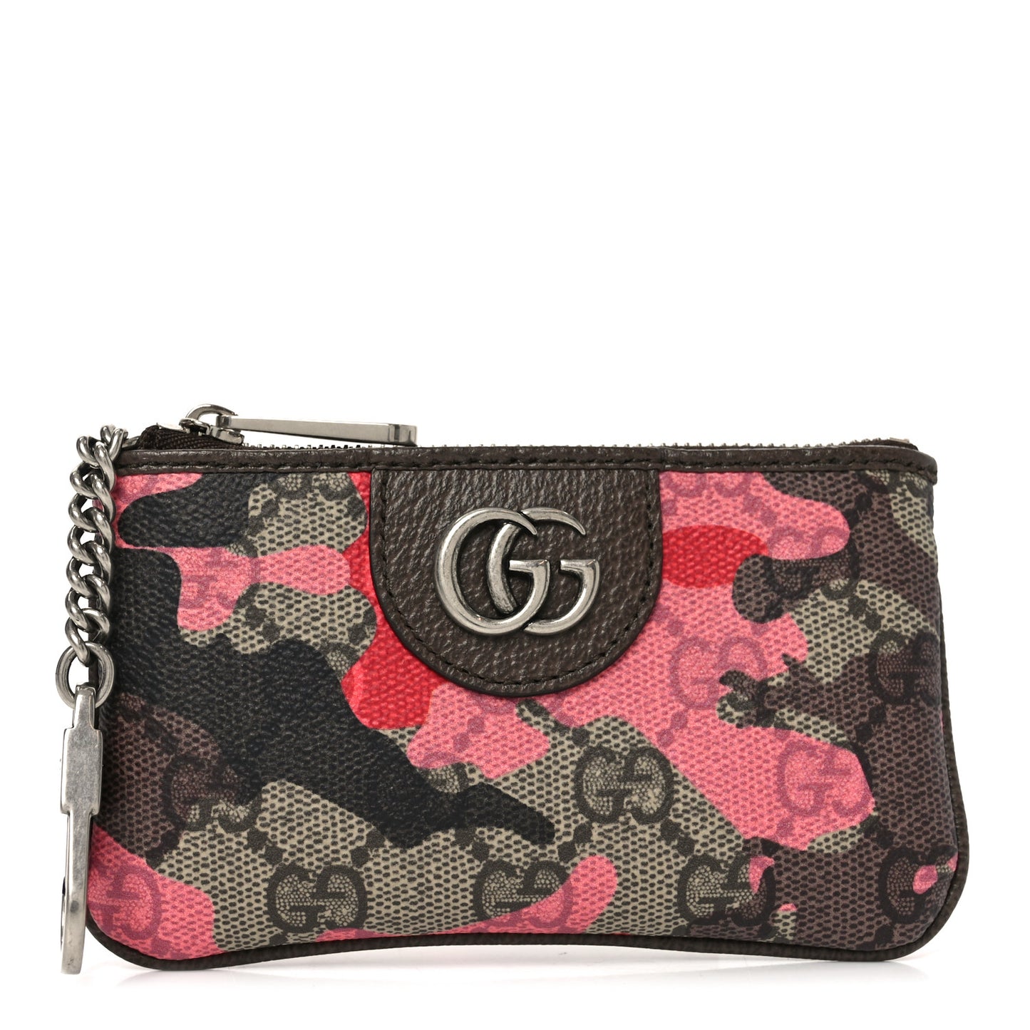 GG Supreme Monogram Camouflage Key Case Brown Pink Red