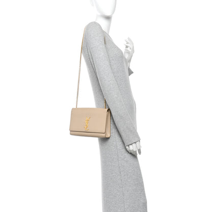 Saint Laurent Grain De Poudre Medium Monogram Kate Satchel Nude Powder 2 of 13