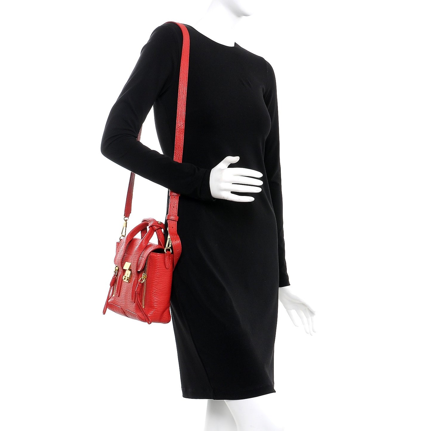 3.1 Textured Calfskin Mini Pashli Satchel Red