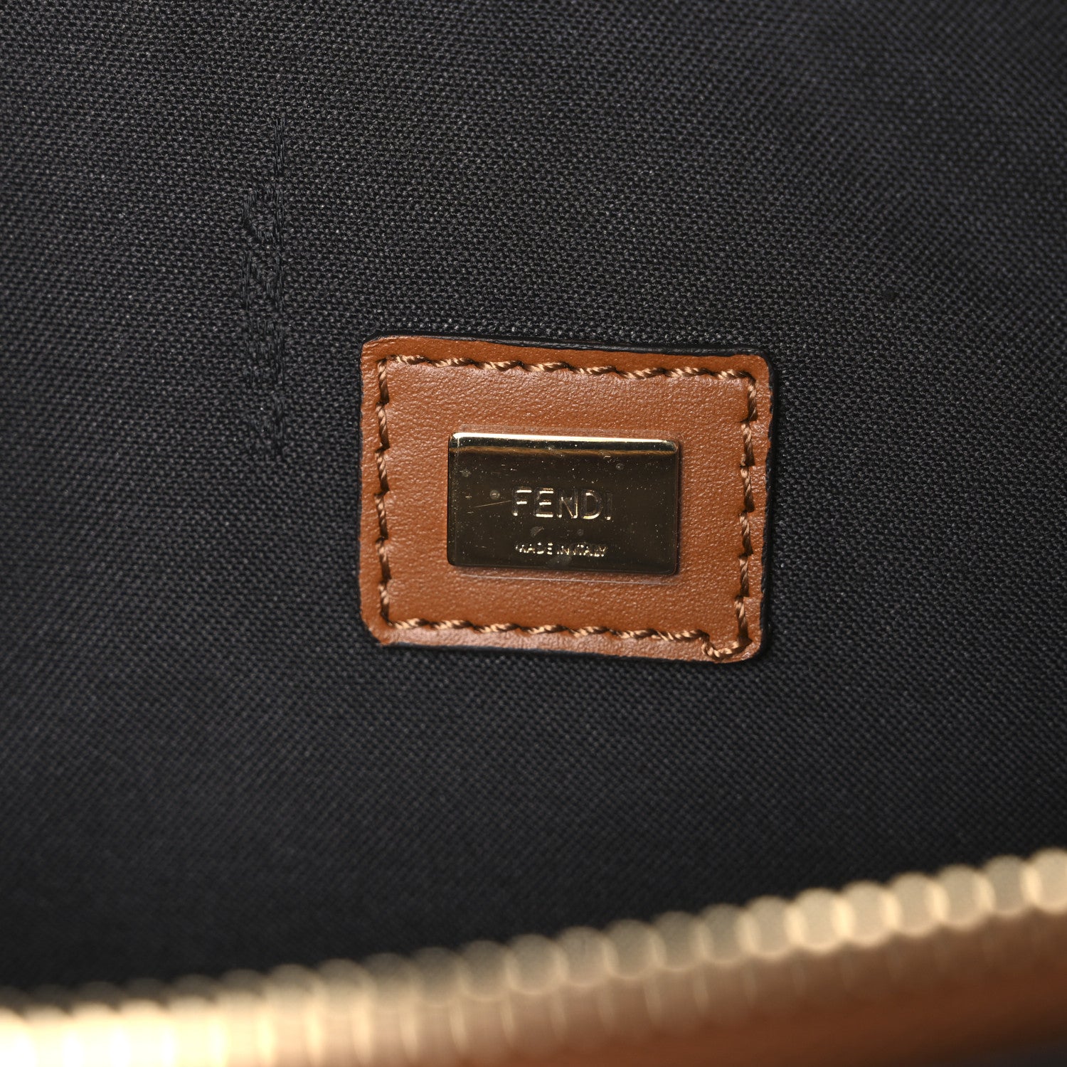 Fendi ロゴポーチ ブラウン Fendi Flat Pouch FF Monogram Brown/Yellow in Fabric with Silver