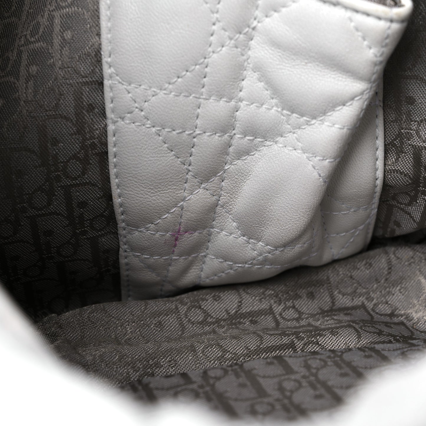 Lambskin Cannage Small Dior Soft Hobo White
