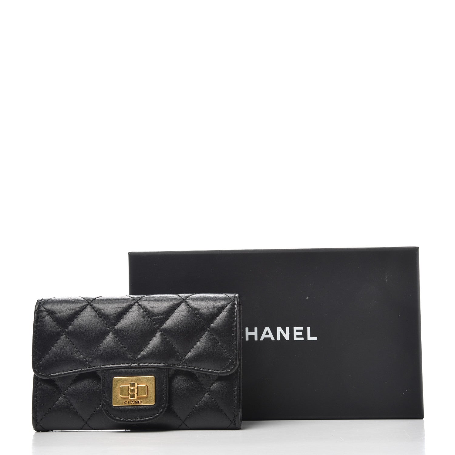 Chanel Aged Calfskin Quilted Reissue Flap Card Holder Black 9 of 9