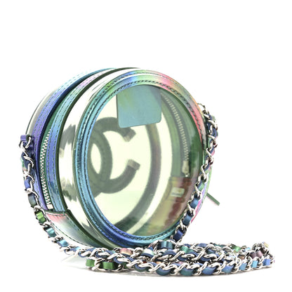 Chanel PVC Calfskin Lambskin Quilted Round Filigree Clutch With Chain Green 3 of 12