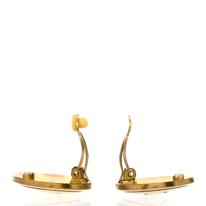 Chanel CC Clip On Earrings Black Gold 3 of 8