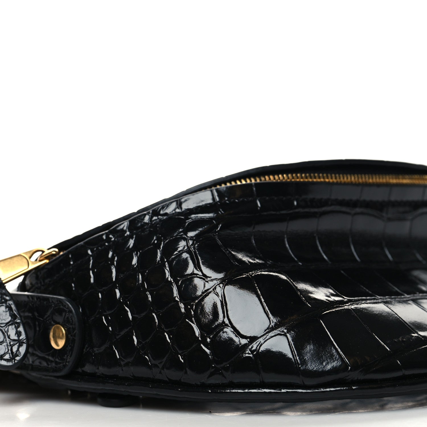 Balenciaga Calfskin Crocodile Embossed Souveniers Charms Belt Bag Black 9 of 10