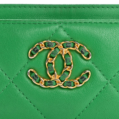 Chanel Lambskin Quilted Chanel 19 Card Holder Green 9 of 15