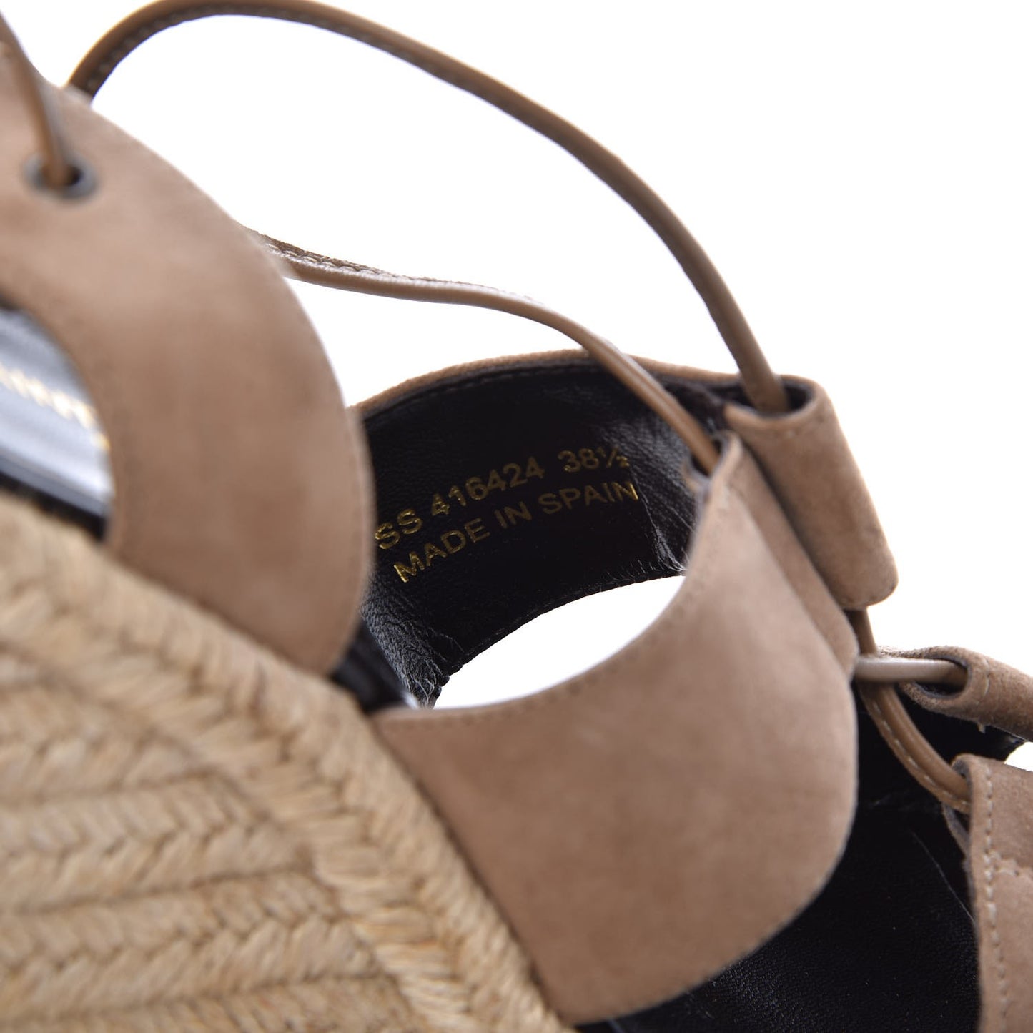 Kid Scamosciato Espadrille Lace Up Wedges 38.5 New Sigaro