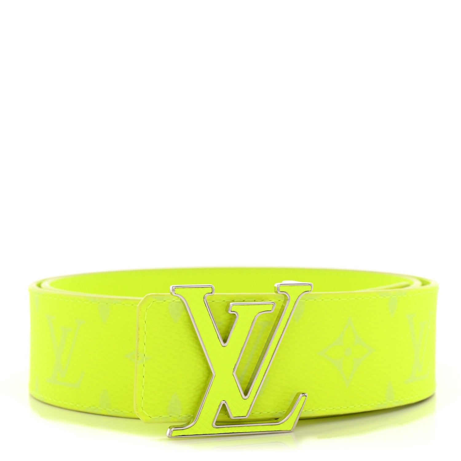 Louis Vuitton Monogram Taigarama 40mm Reversible LV Initiales Belt 85 34 Neon Yellow 1 of 6