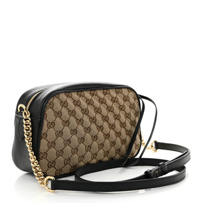 Gucci Monogram Matelasse Diagonal Small GG Marmont Chain Shoulder Bag Beige Black 3 of 10